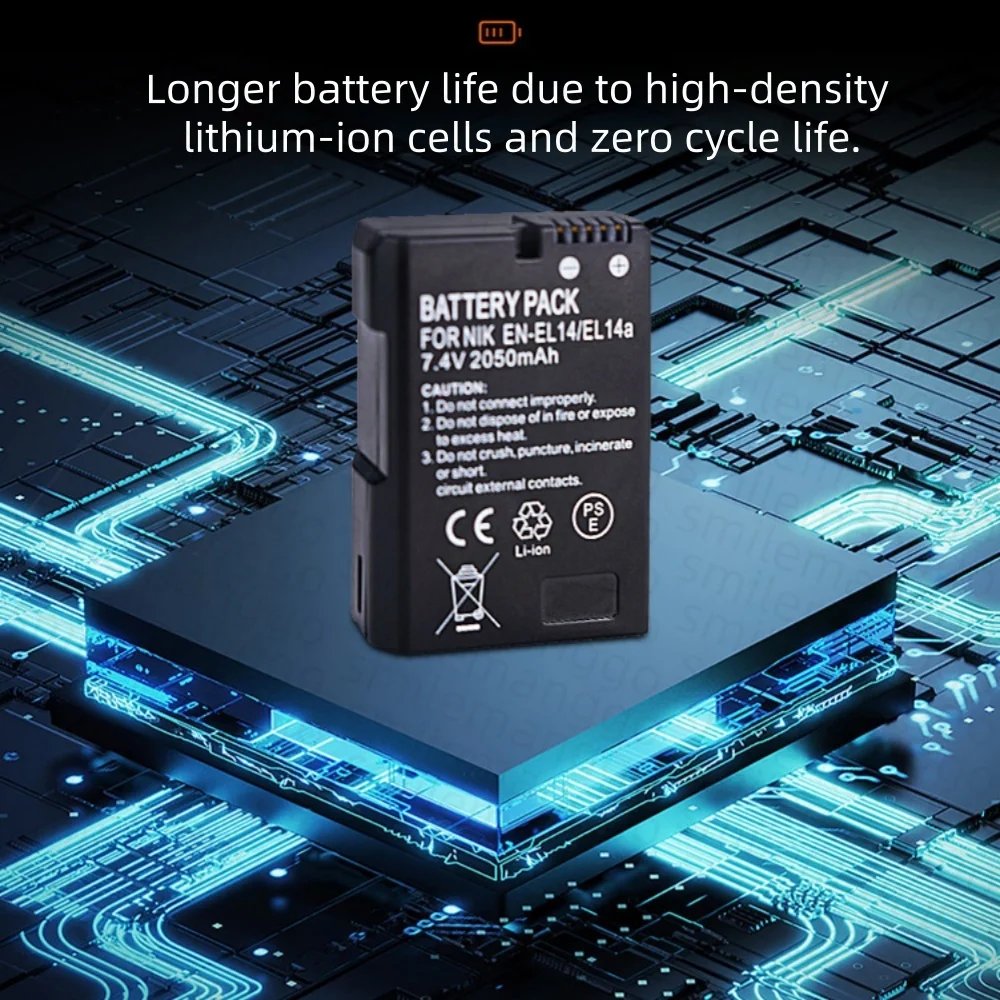 1-10 SZT. Bateria 7.4V EN-EL14 2050mAH Pasuje do aparatów Nikon D3200 D3400 D5100 D5200 D5400 D5600 — zdjęcie produktu 6