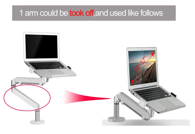 Алюминий OZ-1S 10 "0-8 кг воздушный пресс 2 в 1 32" подставка для монитора крепления кронштейна с двойной газовой пружиной планшет ноутбук настольный кронштейн