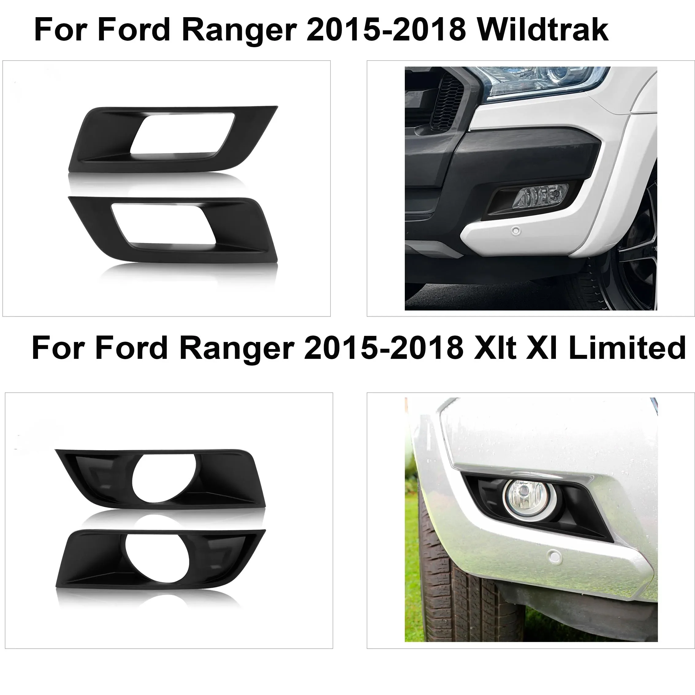 Fog Light Cover Trim Matte Black For Ford ranger T7 wildtrak XLT XL LIMITED 2015 -2018 Fog Lamp Hood 4X4 Car Accessories 2pcs