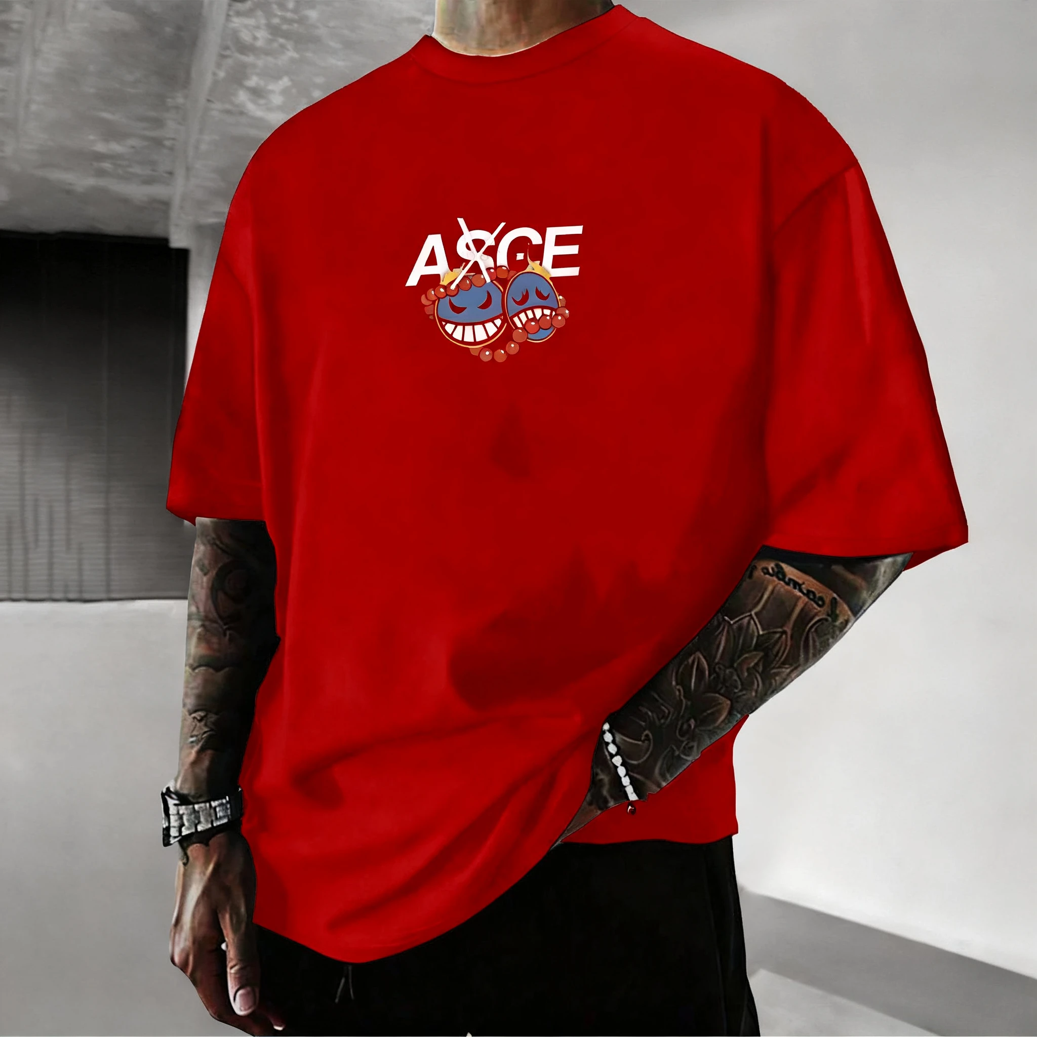 ONE PIECE Anime Ace T-shirt stampata a colori 2025 Estate da uomo Nuovo giapponese Harajuku Trendy Versatile Allentato Casual Top a maniche corte