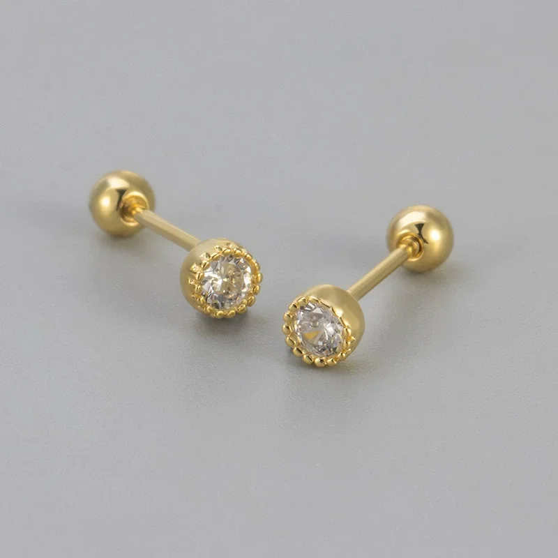 6-teiliges Set glänzender Kristallkronen-Zirkon-Blumen-Ohrstecker für Damen, geometrische runde Ohrstecker, trendiger Knorpelpiercing-Schmuck – Detail 2