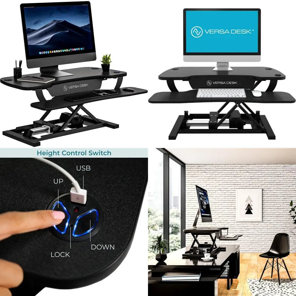 Electric Height-Adjustable Desk Riser | USA Made | Standing Desk Converter | Sit to Stand Desk | Ergonomic Desk Solution