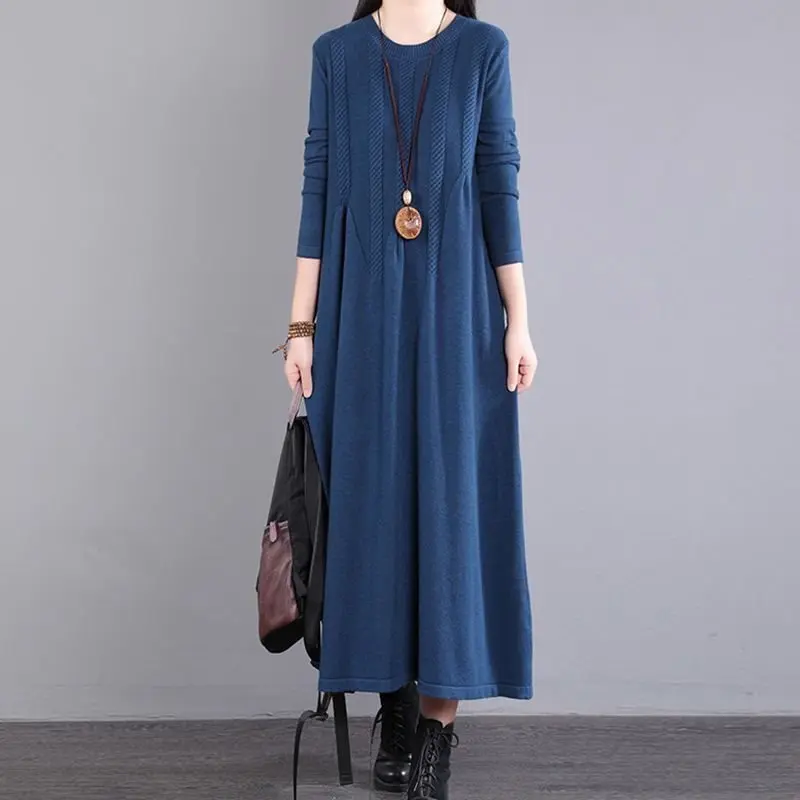 Ropa De Mujer New Pulls Woman Clothes Loose Long Sweater Dress Spring Autumn Women‘s Jumper Middle Aged Mother Pullover Dresses