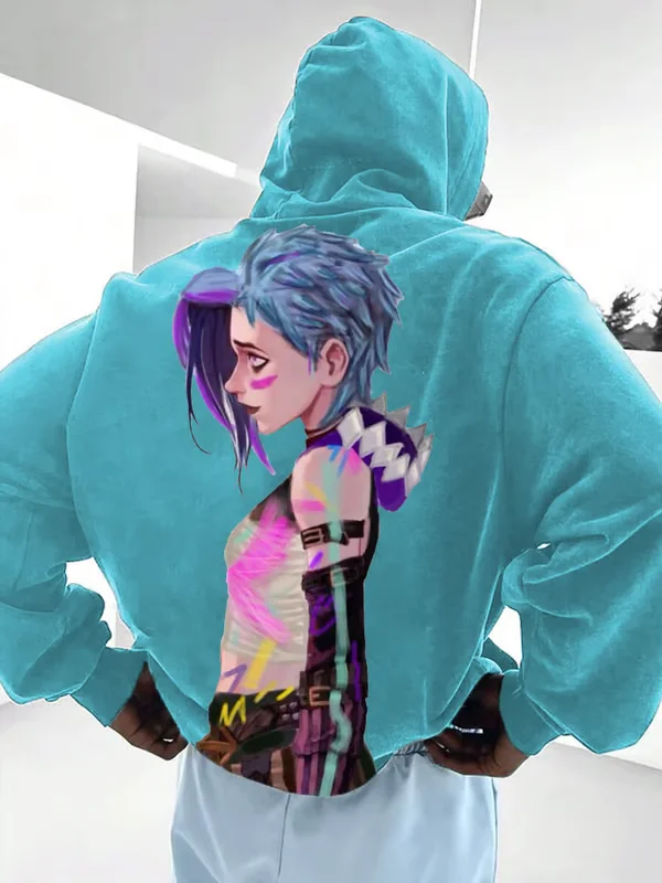 Popular Anime Arcane League Jinx Hoodies 3D Print Men/Women Tracksuit Hooded Sweatshirts Long Sleeve Pullover Men's Clothing