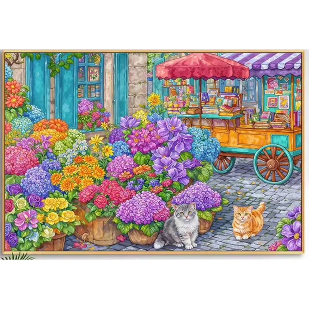 

500/1000/1200/2000PCS Puzzles for Adults Beautiful Flower Bookstore,Jigsaw Puzzles Brain Challenge Game Gift Home Decor