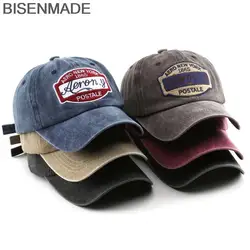 BISENMADE Baseball Cap For Men And Women Washed Do Old Cotton Soft Top Vintage Letter Embroidery Snapback Hat Summer Hip Hop Cap