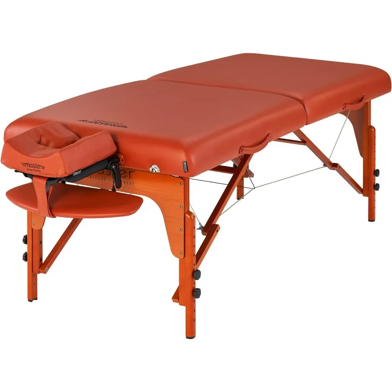 Santana Pro Portable Massage Table Package, Memory Foam Cushioning,  Leg Panels, Mountain Red- Tattoo Table- Spa Bed- Folding