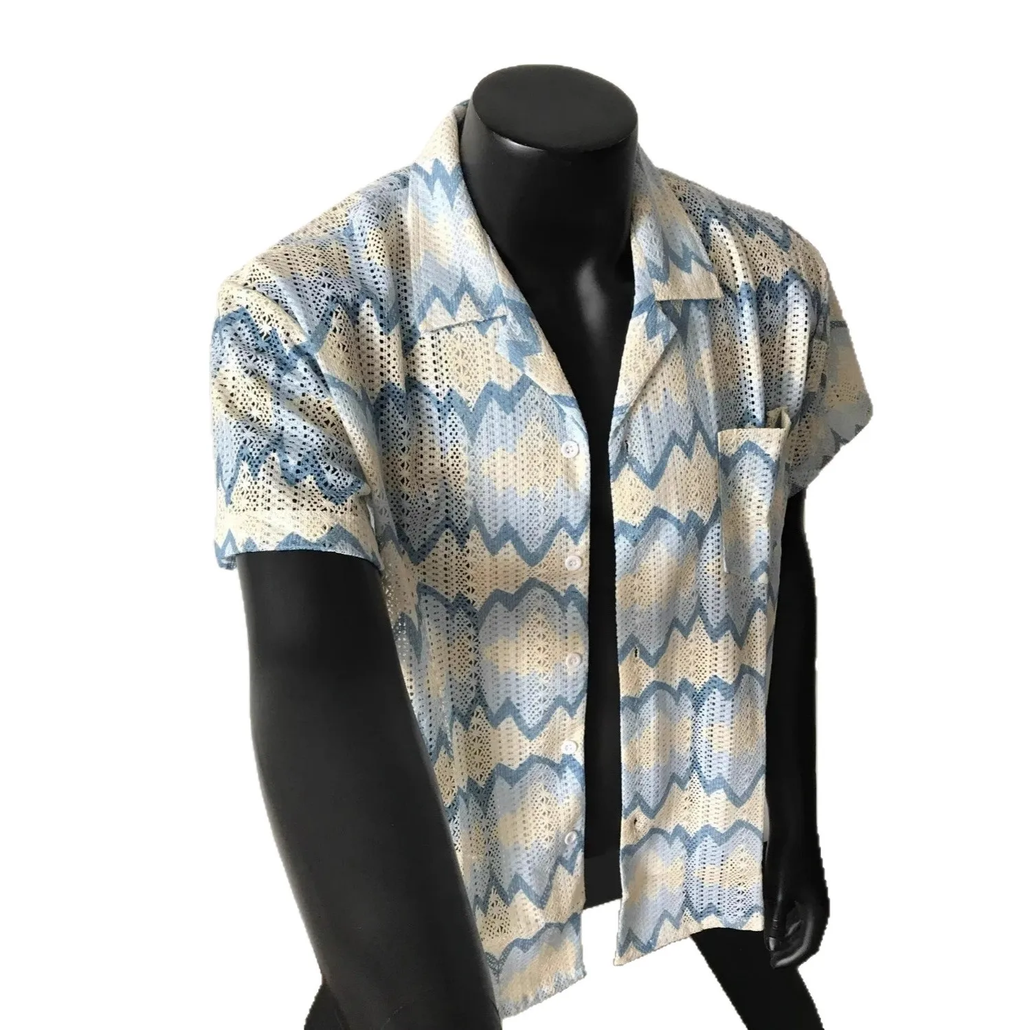 

American Retro Summer Short Sleeve Shirt Men's Summer Beach Vacation Thin Half Sleeve Loose Fit Casual Floral Pattern Shirt