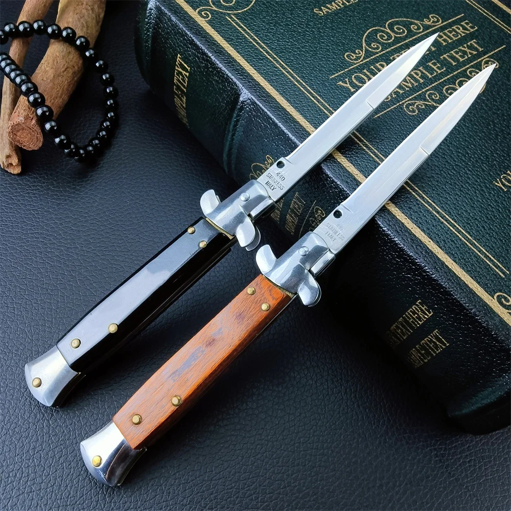 God Father Tactical Mafia Assisted Folding Knife 440C Blade Wooden/Acrylic Handles Survive Knife Camping Hunting Pocket EDC Tool