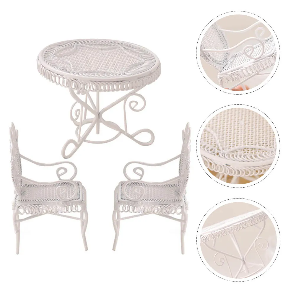 

Набор миниатюрных кофейных столиков и стульев, компактная мебель, без запаха, из железа, декор для мини-дома, подарок для детей, домашний столик