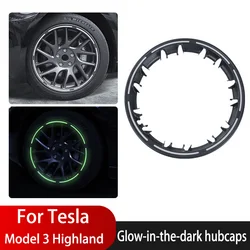 For Tesla Model 3 Highland Wheel Hub Protection Ring Luminous Half Pack Hubcap Cover New Model 3 Car Accessories