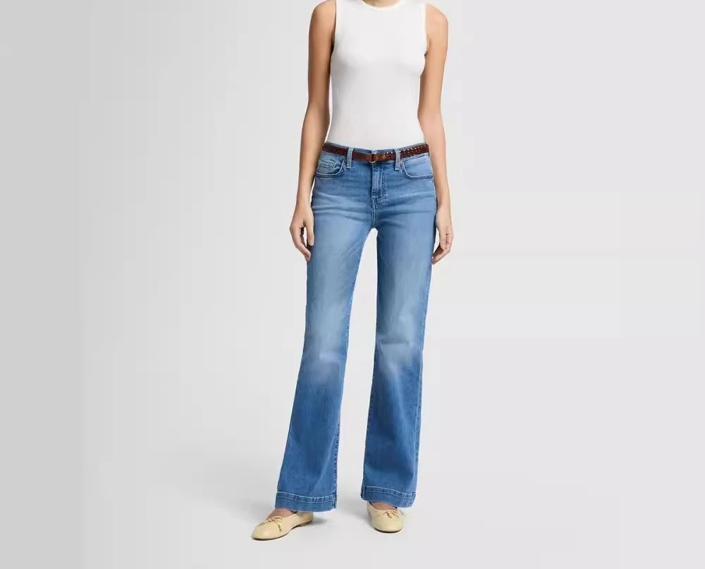 

2025 Autumn Women Jeans Blue Elastic High Waist Skinny Flare Denim Pants Female Spring New Fashion Casual Soft Trousers Ladies