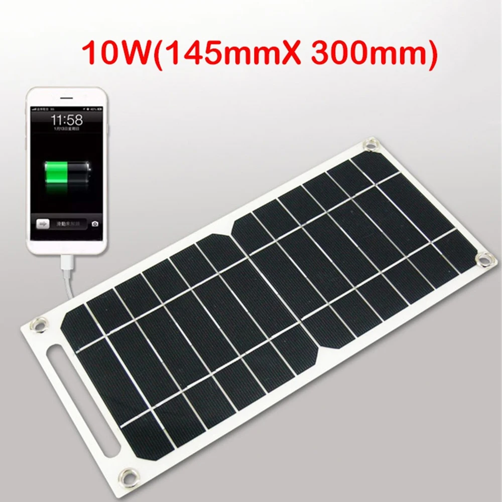 5V 10W Solar Panel USB Outdoor Hike Camping Portable Cells Battery Solar Charger Charging Plate for Mobile Phone Power Bank