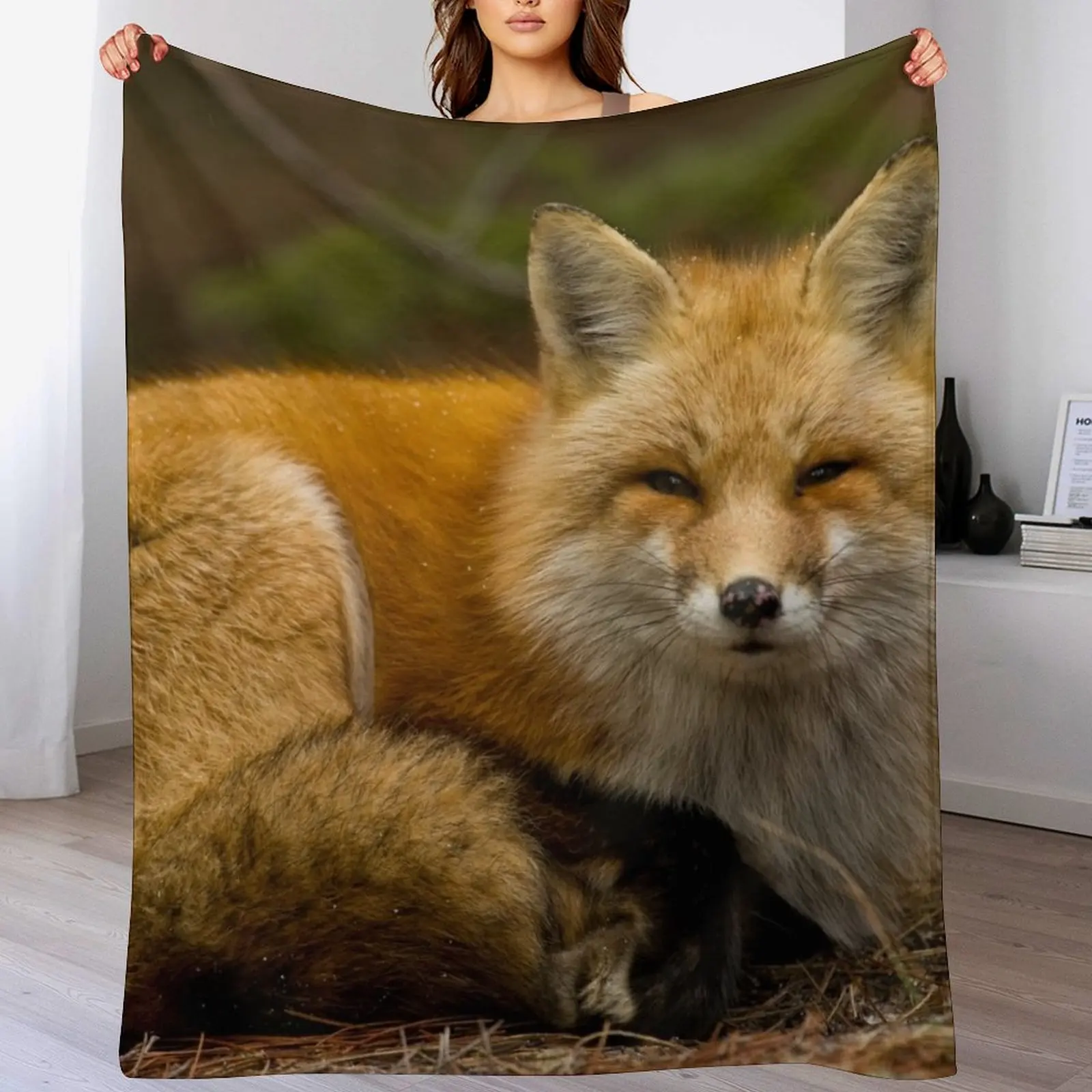 

Red Fox Throw Blanket Baby Multi-Purpose halloween For Decorative Sofa Blankets