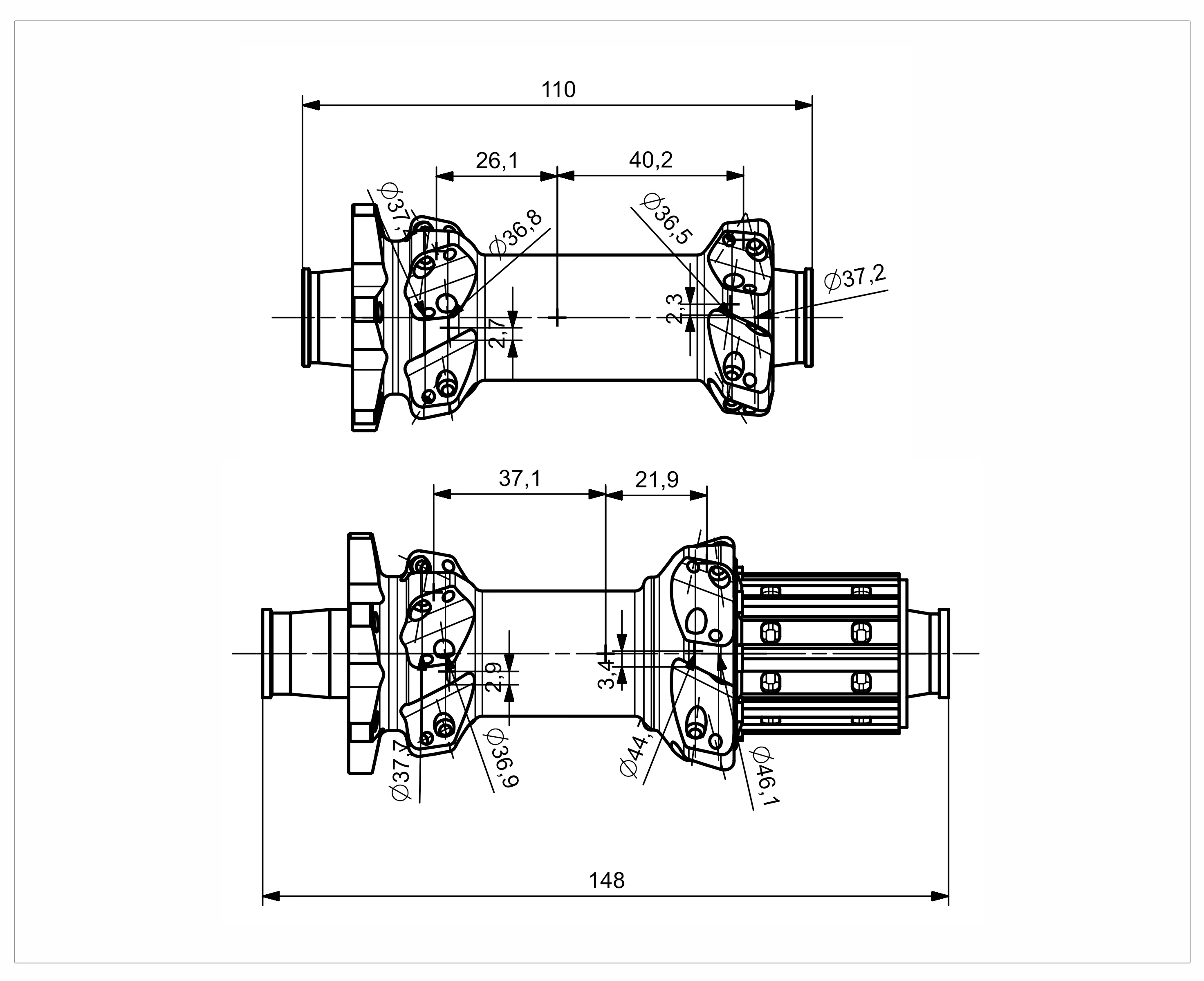 GOLDIX M241 6-Bolzen MTB-Nabe 24/28H BOOST 36T Ratchet Leichtgewichtige Vorder- und Hinterrad-Mountainbike-Nabe HG XD MS 110x15 148x12 Freilaufnabe – Detail 16