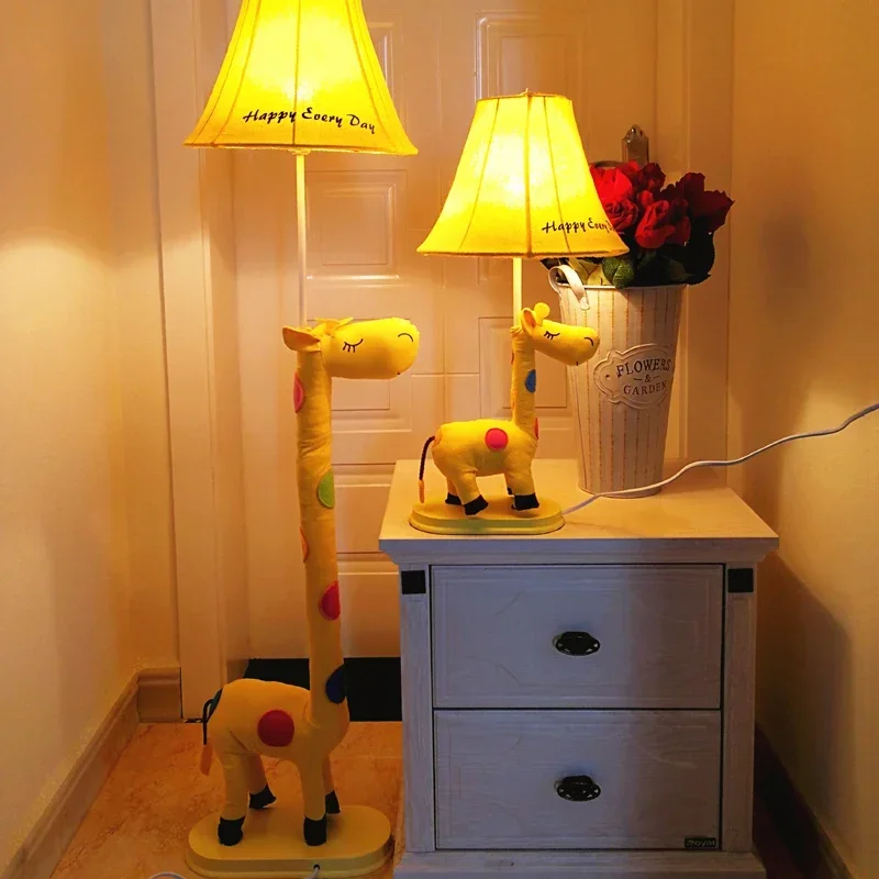 Decoration Floor Stand lamp  Fabric  Animal Blue/ Yellow/ Pink Spotted Giraffe Kids lighting Floor Light for living room Bedroom