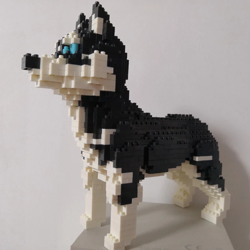 Stand Huisdier Pop Model Diy Mini Diamant Blokken Bakstenen Gebouw Dier Wereld Siberische Husky Hond Speelgoed Voor Kinderen