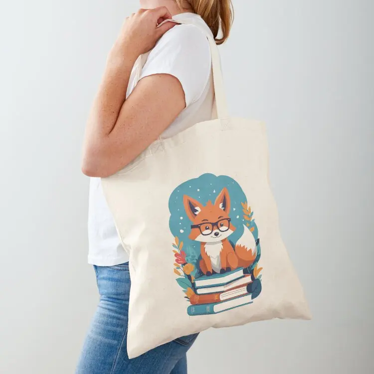 

Cute Book Lover Fox Reading Fun Design Tote Bag Shopper handbag custom bags Reusable bags bag luxury women