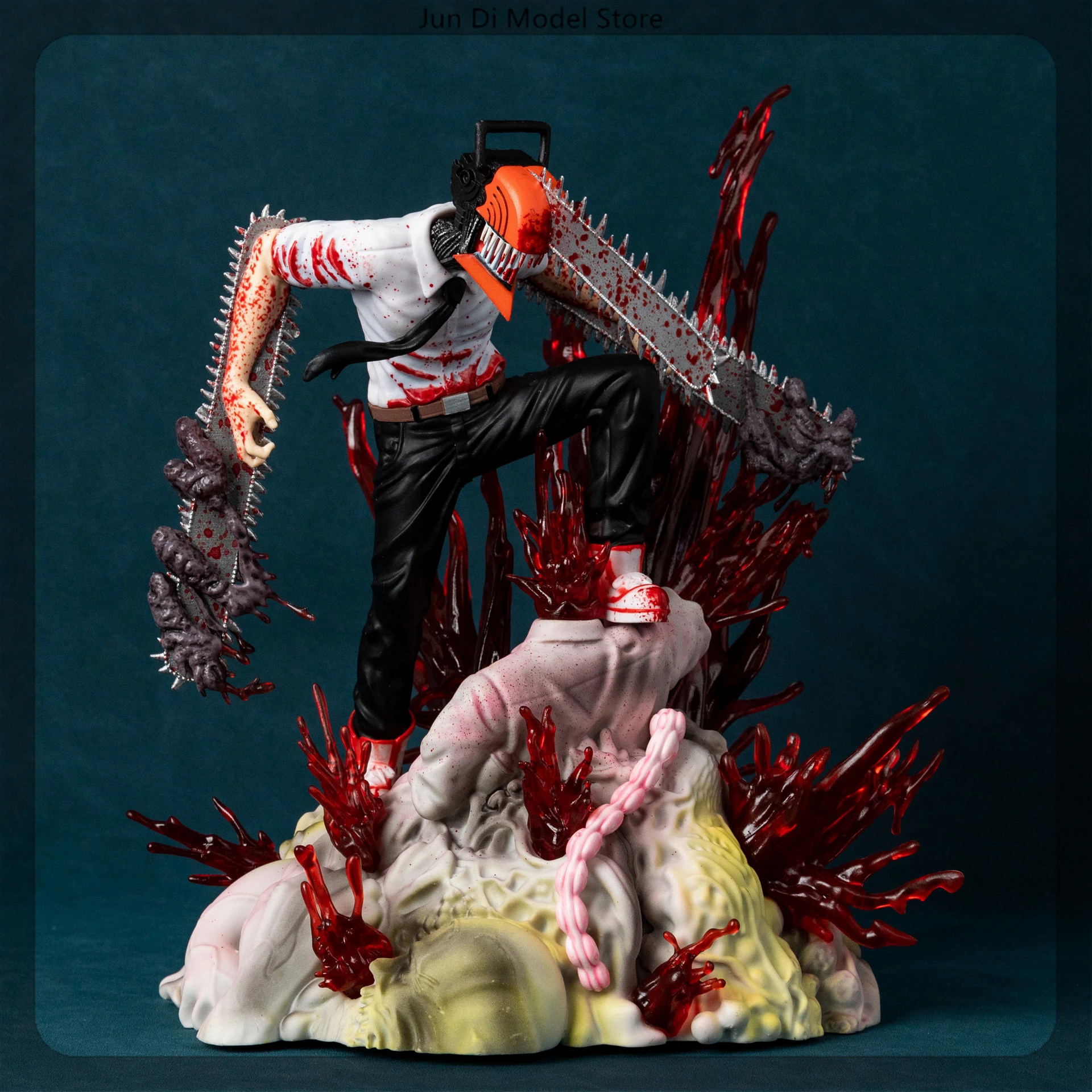 

29cm Chainsaw Man Denji Pochita Battle Scene Anime Figure Model Statue Boys Collection Desktop Decoration Ornament Toys Gifts