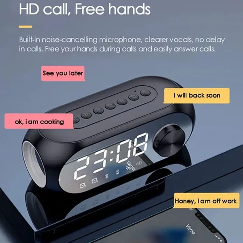 Alarm Clock Portable Bluetooth Speaker Radio FM Subwoofer Wireless Sound Box Music Mini Woofers Caixa De Som Coluna Lamp Bocina