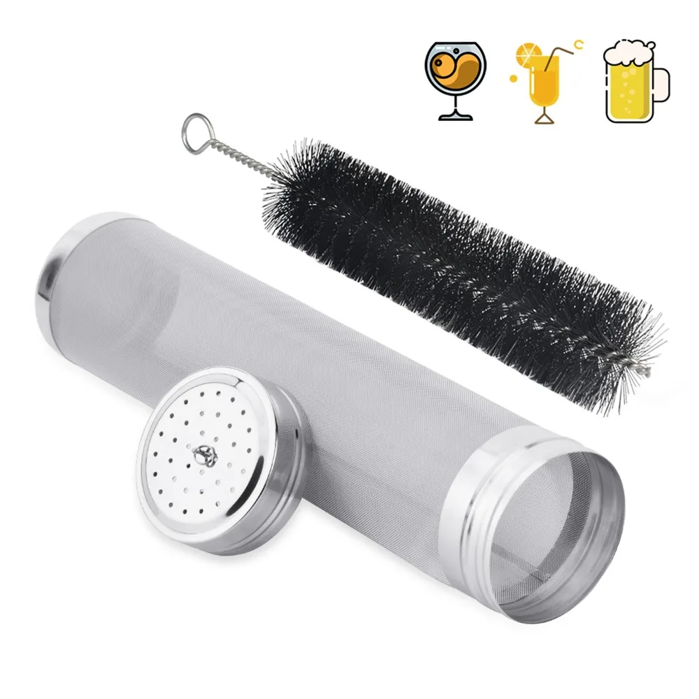 304 Stainless Steel Beer Brewing Filter 300 Micron Mesh Silver Mesh Filter Cartridge Cleaning Brush Included Dry Hopper Filter