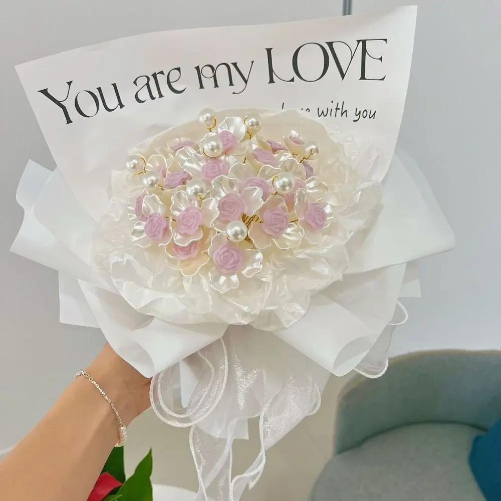 Fashion DIY Rose Bouquet Birthday Gift Photo Props Artificial Flowers with Light Never Wither Rose Material Package