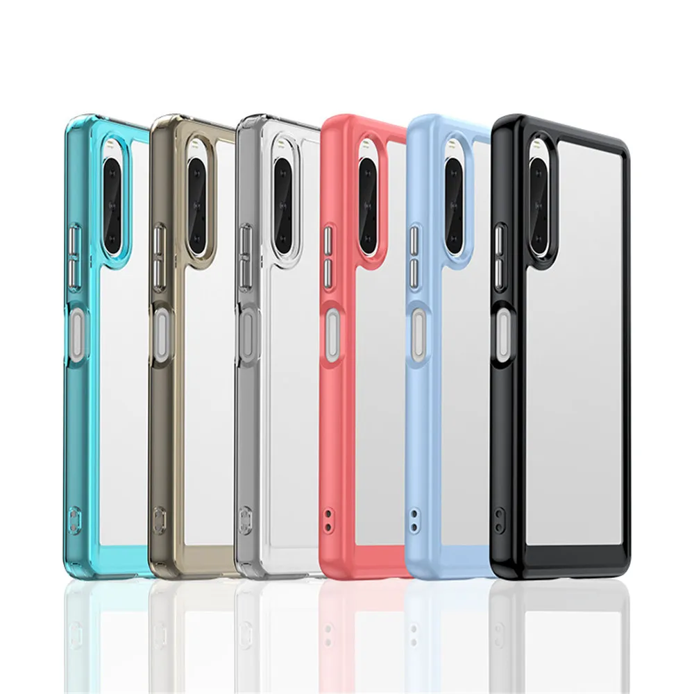 Dla Sony Xperia 1 10 V VI Hard Backplane Soft Border Cover Etui na telefon dla Sony Xperia 1V 10V Full PMMA + TPC Protective Coque