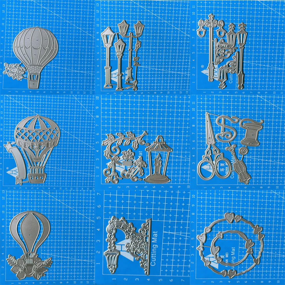 Hot Air Balloon street lamp heart scissors Metal stencil mold Cutting Dies scrapbook die cuts Album Paper Card Craft Embossing