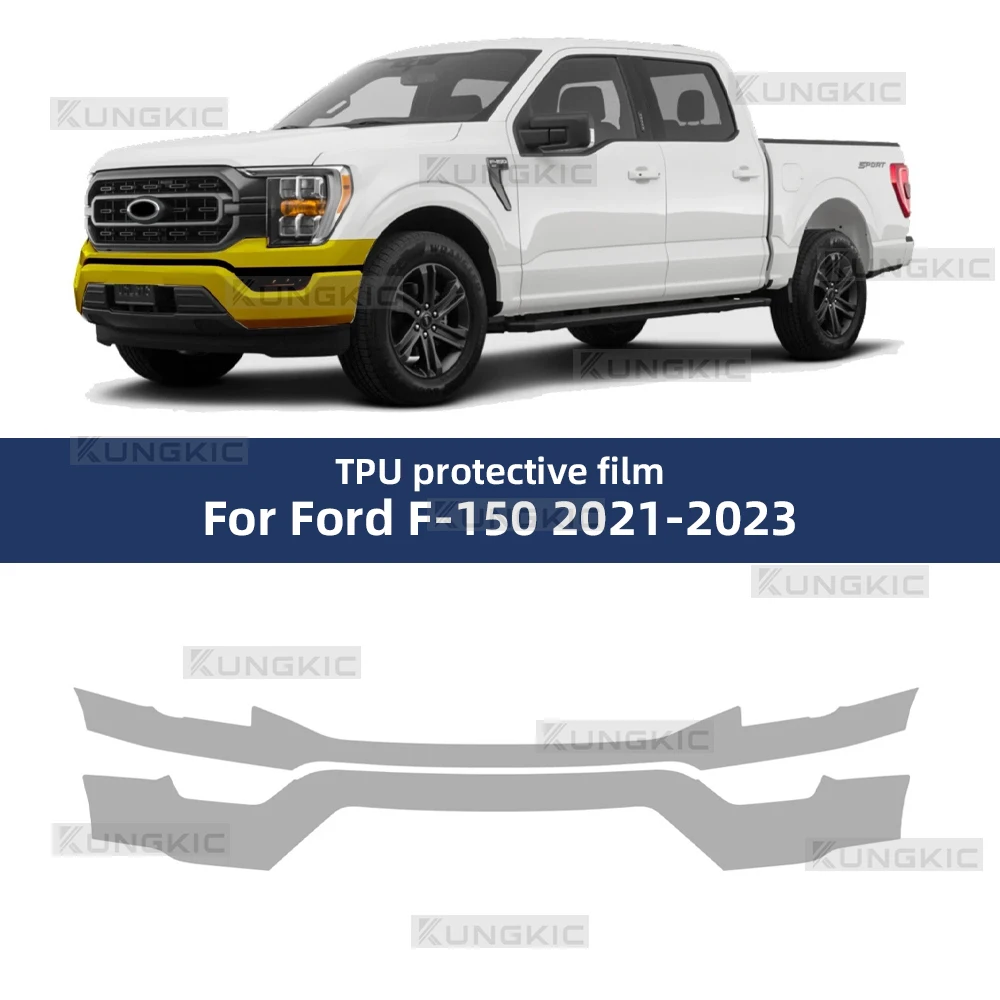

Для Ford F-150 2021 2022 2023 F150 автомобильная предварительно вырезанная защитная пленка для краски, передний бампер, защита от царапин, внешний ТПУ PPF, прозрачный