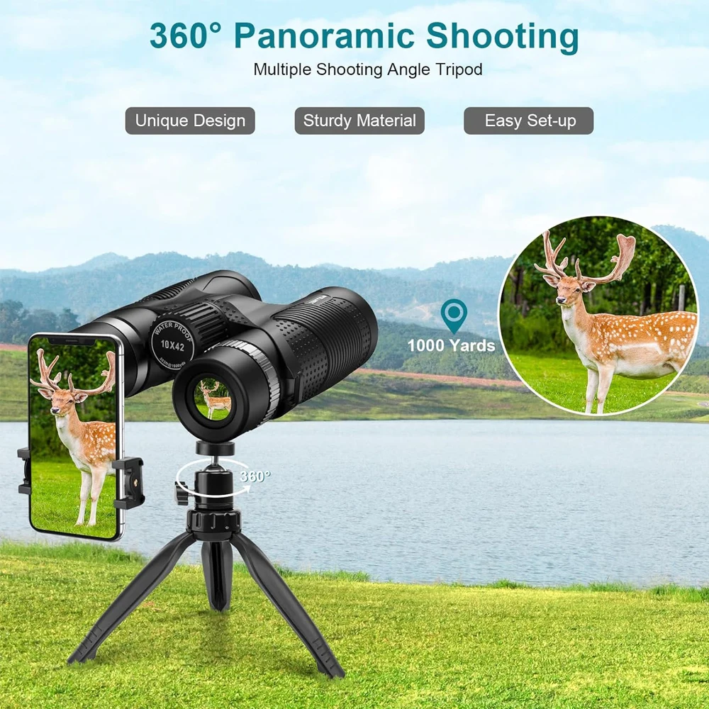 Binoculars 10x42 HD Hunting Birdwatching Binoculars High Magnification with BaK4 Prism Professional Birdwatching Hunting