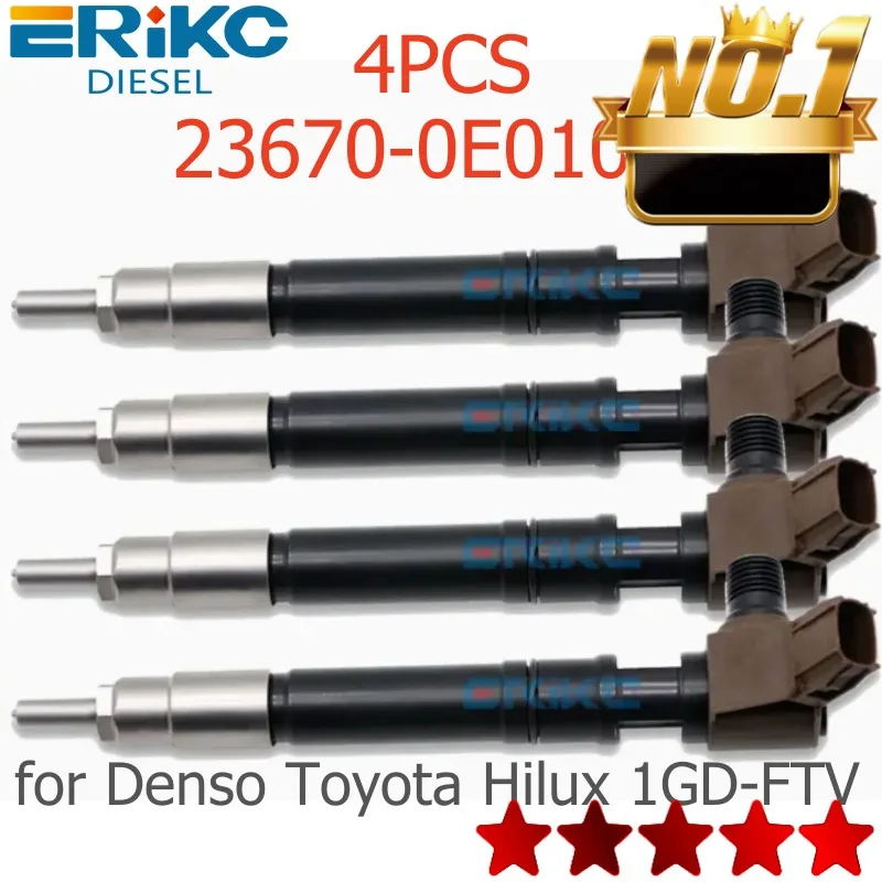 

23670-0E010 Diesel Injector Set 236700E010 Fuel Injection Nozzle 23670 0E010 for DENSO Piezo Toyota Hilux Revo 2GD 2.4 2.7 4pcs