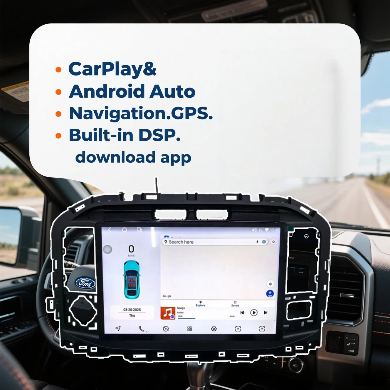 13.3-inch Android 13 Auto Car Radio Tape Recorder For Ford F-150 F50 2021-2025 CarPlay GPS Map Navigation MultiMedia Headunit