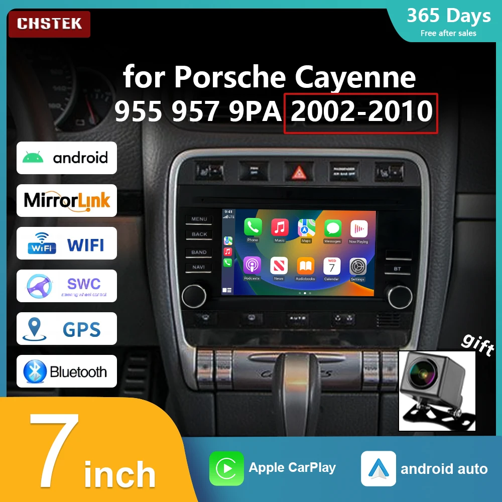 CHSTEK Car Radio Android 13 Carplay For Porsche Cayenne 9PA 955 957 2002-2010 Auto Stereo 12+256G Navigation Bluetooth WIFI 4G