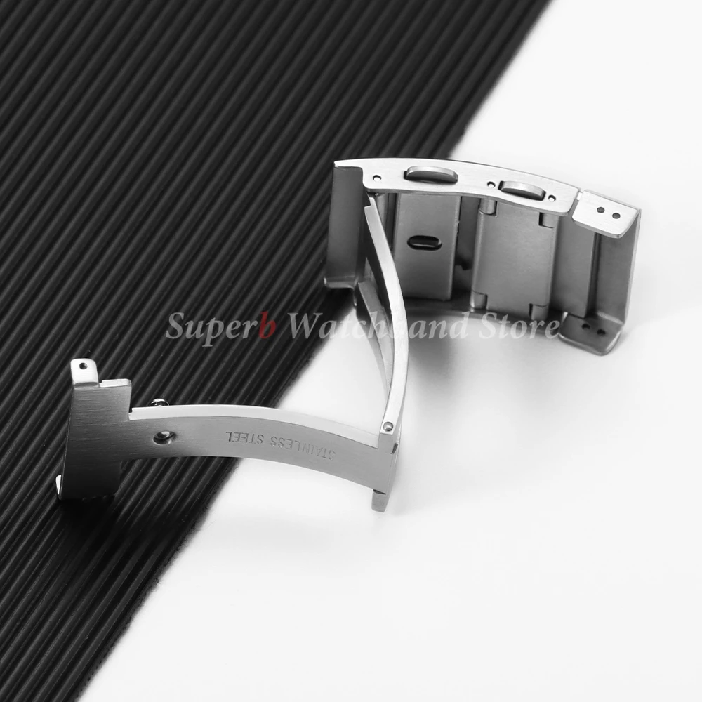 316L الصلبة الفولاذ المقاوم للصدأ مشبك ساعة 18 مللي متر 20 مللي متر 22 مللي متر فاخر قابل للتعديل للطي مشبك أمان استبدال مشبك ساعة نشر