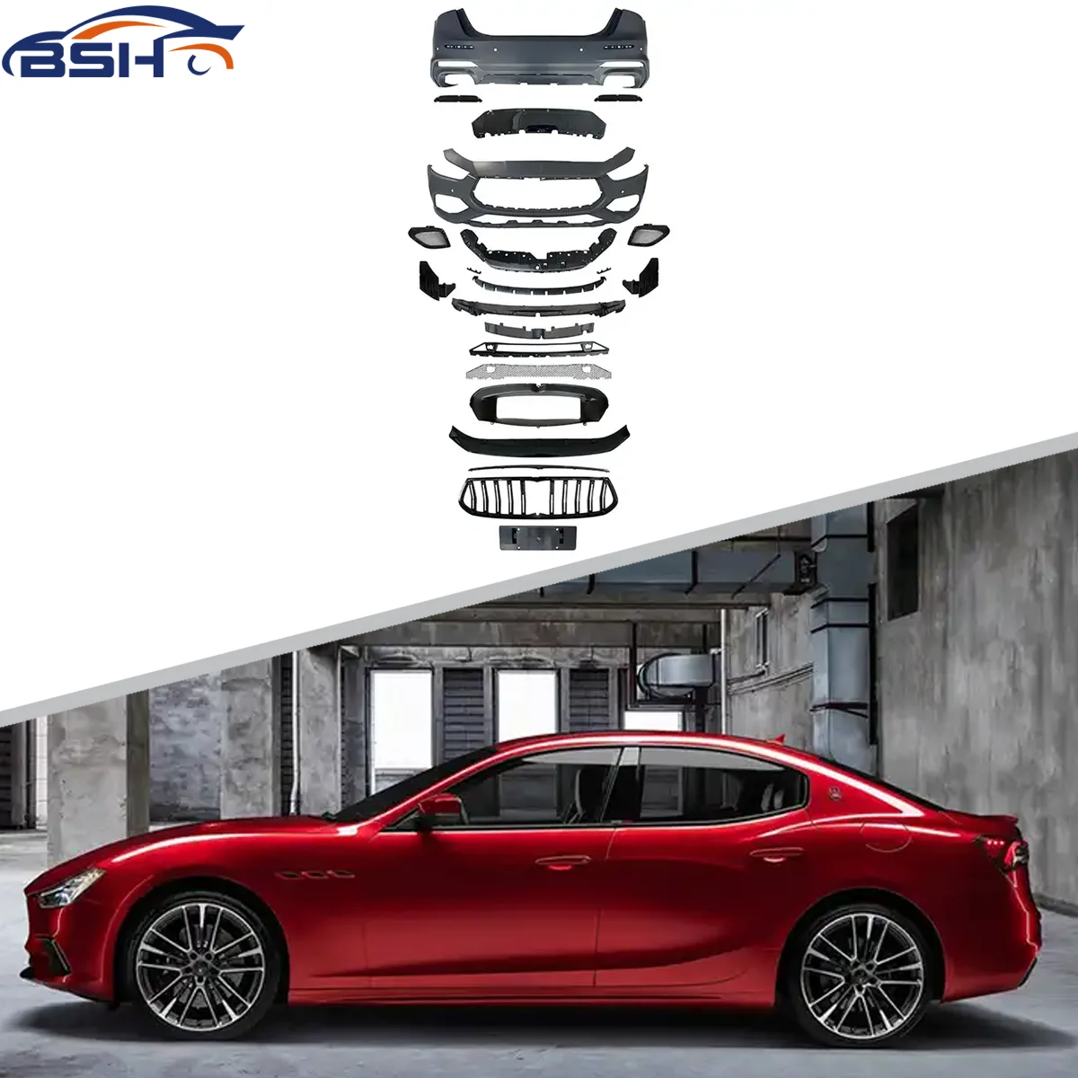 Trofeo Style Car Bumper Front Lip Rear Diffuser Side Skirt Vents Spoiler Body Kit For MASERATI GHIBLI 2014+