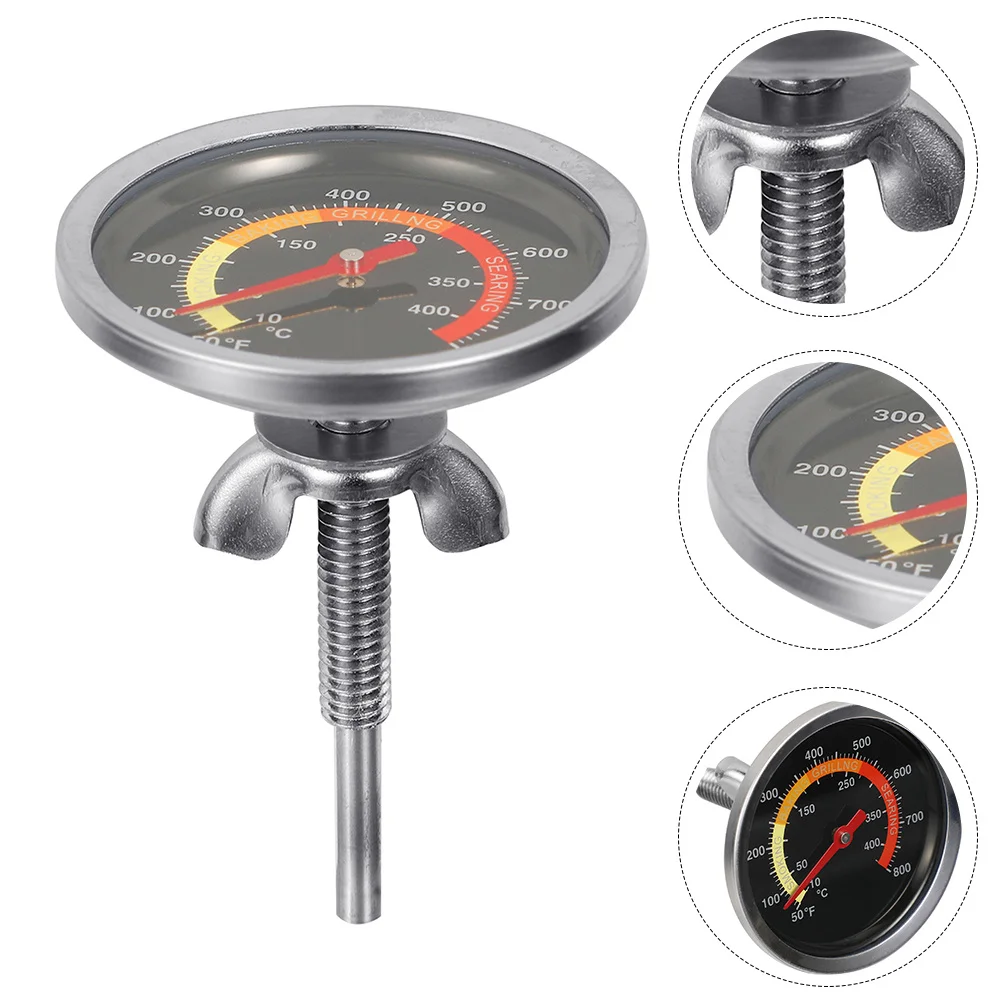 

2pcs Bimetallic Thermometer Oven Stainless Steel 0-400℃ High Temp Resistant Accurate Readout For Roast Bbq Turkey Baking Cooking