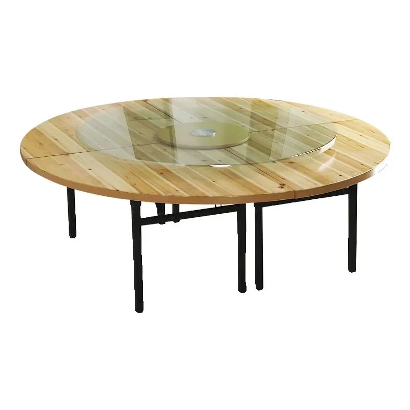 Hotel four fold folding large round table banquet hotel 2.6 meters 2.8 meters 3 meters household table