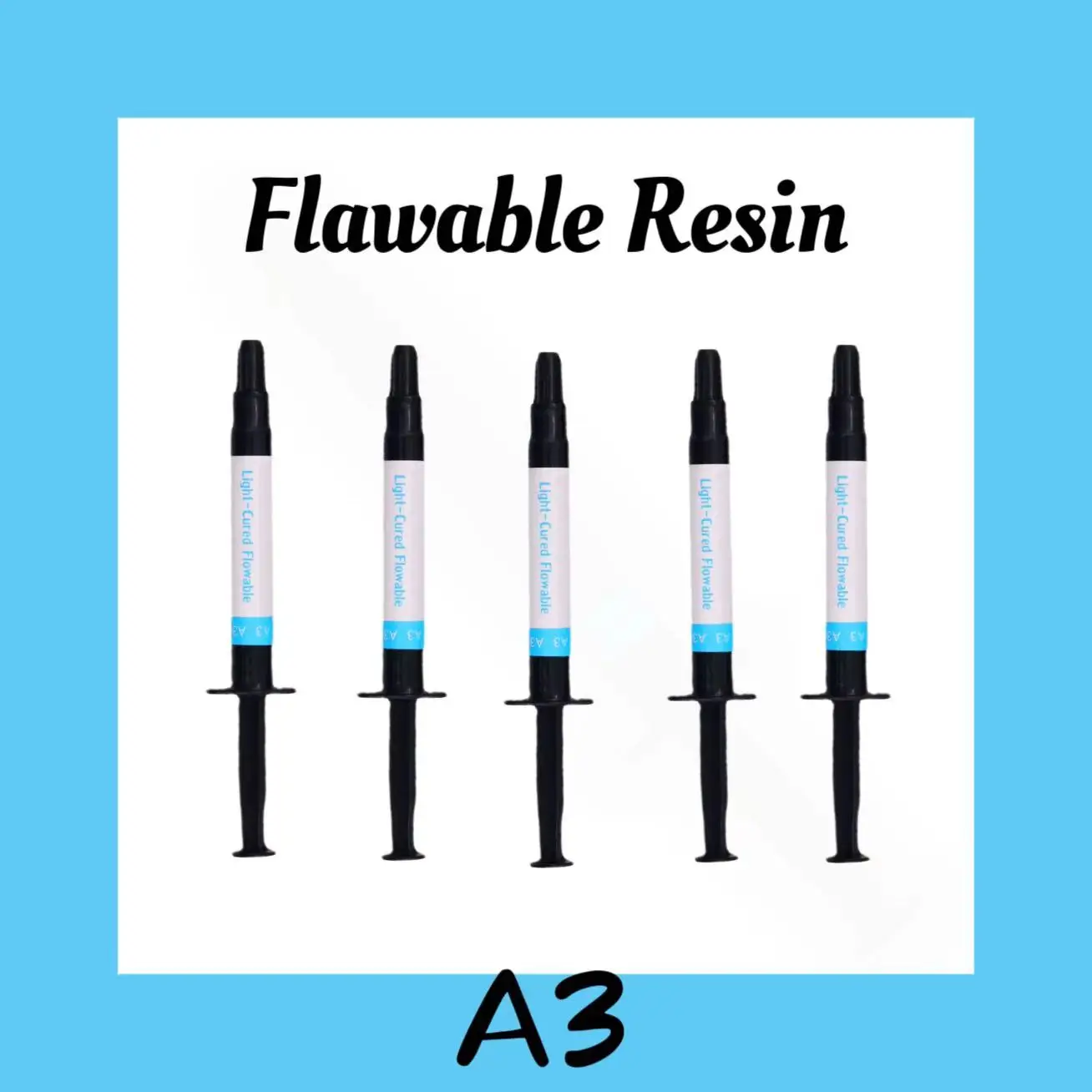 Dental 5 PCS A3 Flowable Resin Flowability Acrylic Dentistry Material Clinical applications Compatible For Teeth Restoration
