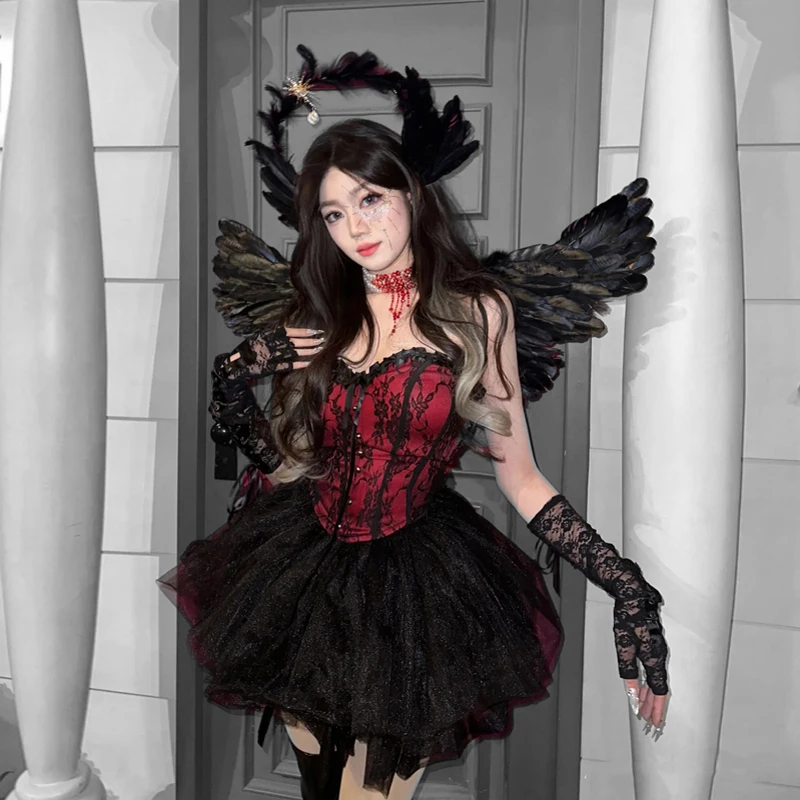 Sexy Medieval Gothic Corset For Halloween Cosplay Costumes For Women Vintage Lingerie Bodysuit Dark Angel Witch Princess Goddess