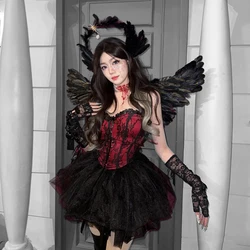 Sexy Medieval Gothic Corset For Halloween Cosplay Costumes For Women Vintage Lingerie Bodysuit Dark Angel Witch Princess Goddess