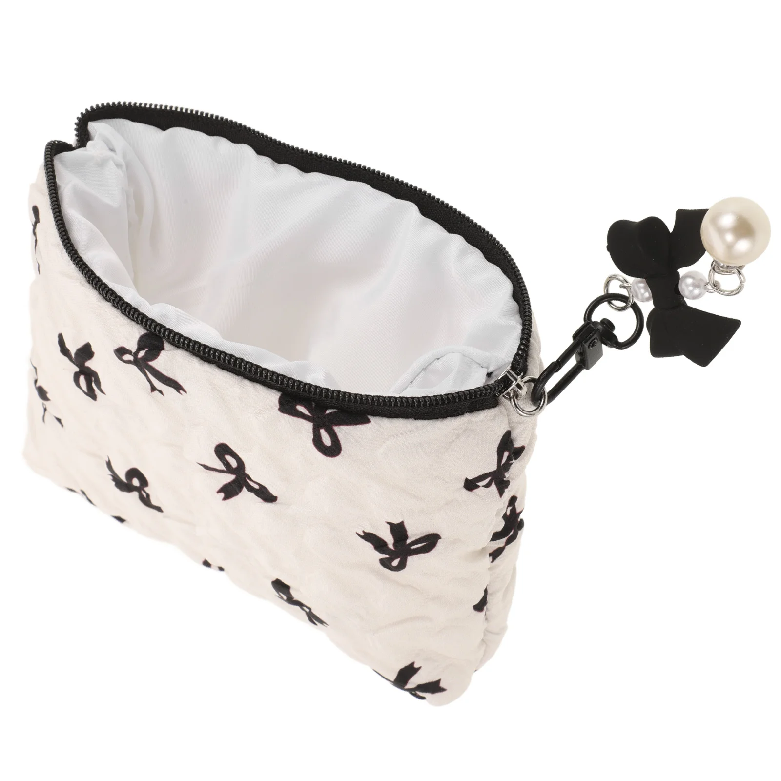 

Elegant Bowknot Makeup Bag for Women Compact Travel Pouch Smooth Zipper Portable Makeup Organizer Small Toiletries