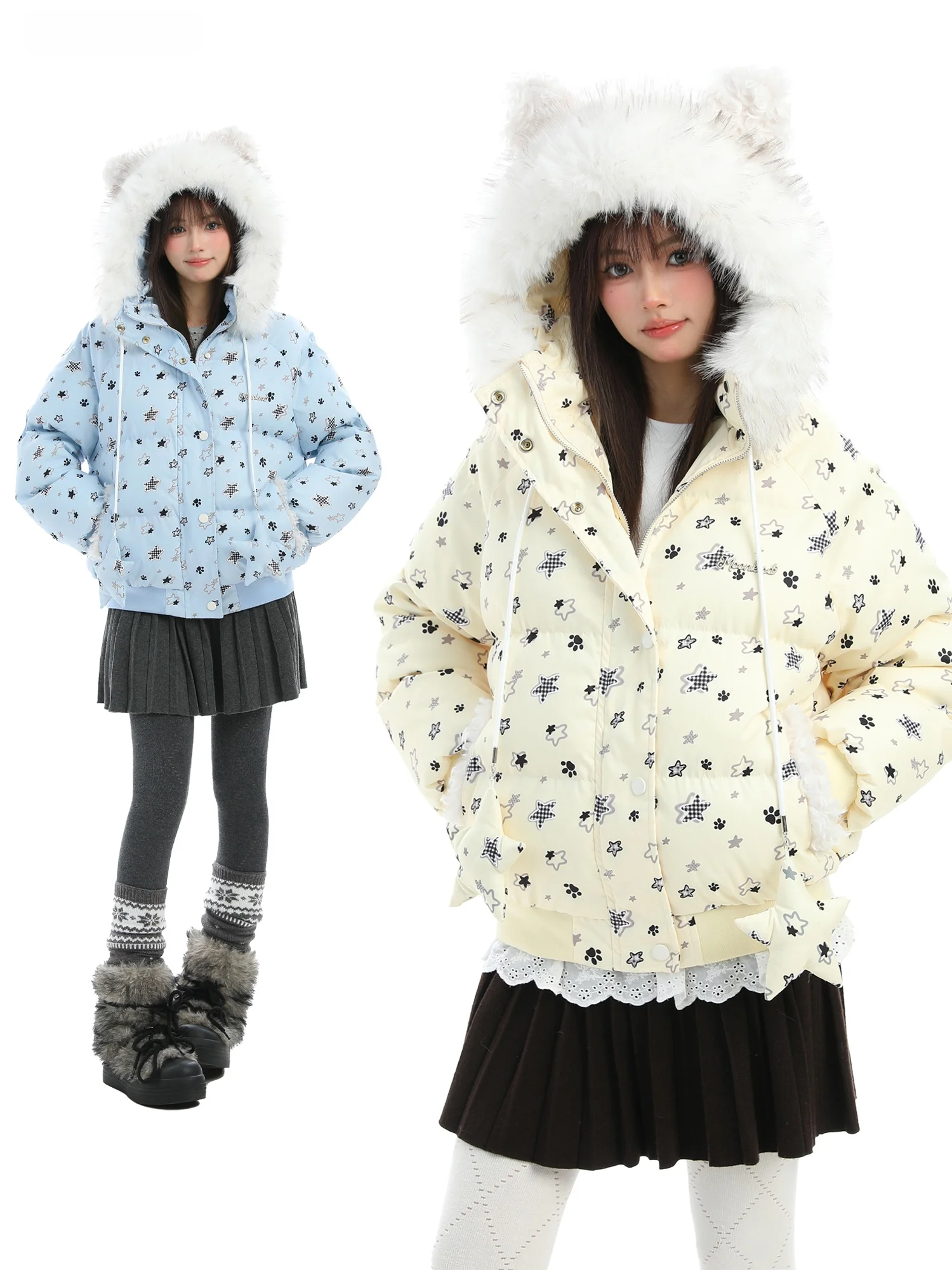 

Женская утепленная зимняя хлопковая куртка с меховым воротником и капюшоном, свободного кроя, на молнии, в стиле кэжуал/колледж