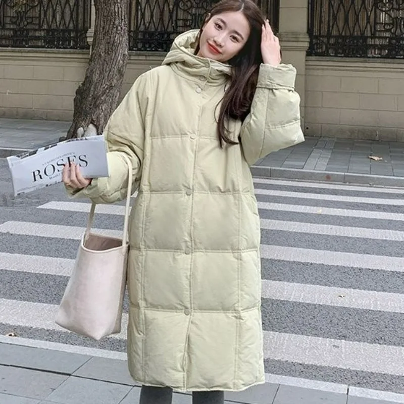 

2023 New Women Down Cotton Coat Winter Jacket Female Mid Length Version Parkas Thick Warm Outwear Versatile Hooded Overcoat