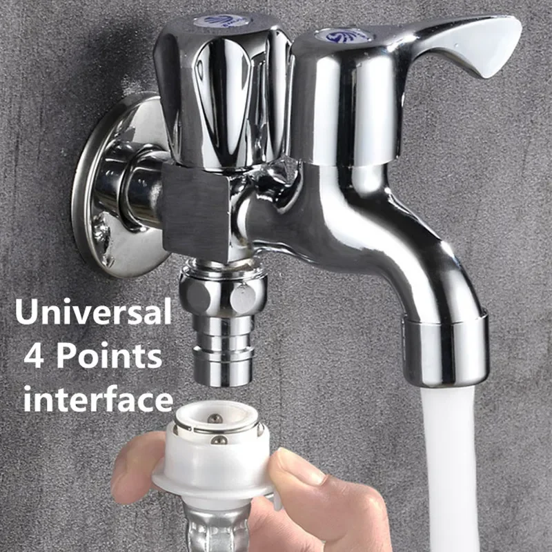 Stainless Steel Bathroom Basin Faucets Water Purification Tap Dual Handle Multifunctional Stainless Steel Faucets Two Way Taps