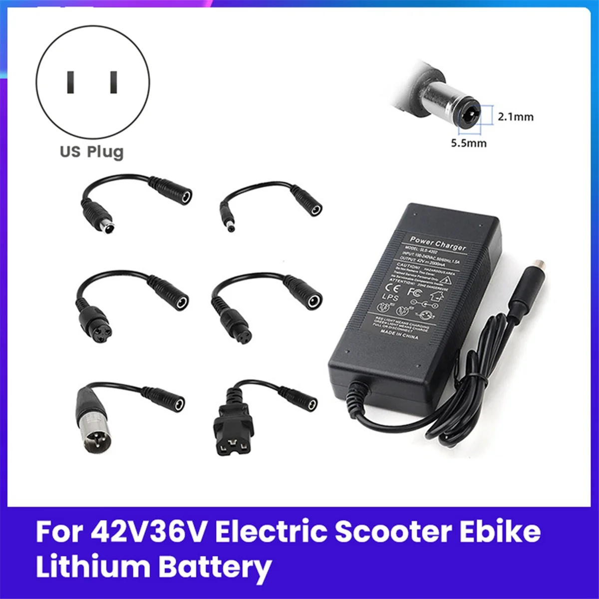 

A64Z 42V 1.5A Scooter Charger for M365/PRO Replacement Lithium Battery Charger with 6 Plug Electric Scooter Charger US PLUG
