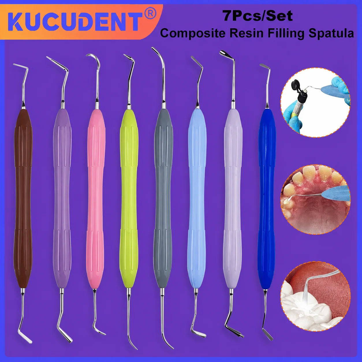 7pcs/set Dental Composite Resin Filling Kit Aesthetic Restoration Spatula Instruments Placement Restorative Clinic Tools