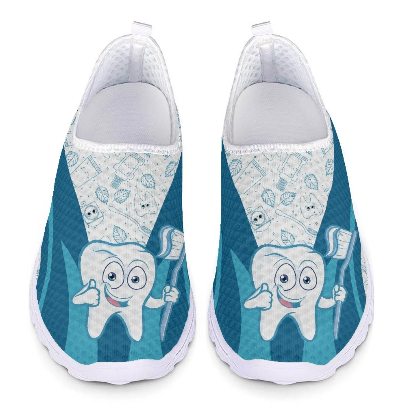 Belidome Cute Dentist Shoes for Women Funny Cartoon Teeth Brand Design Casual Slip On Walking Sneakers Zapatos Para Mujeres