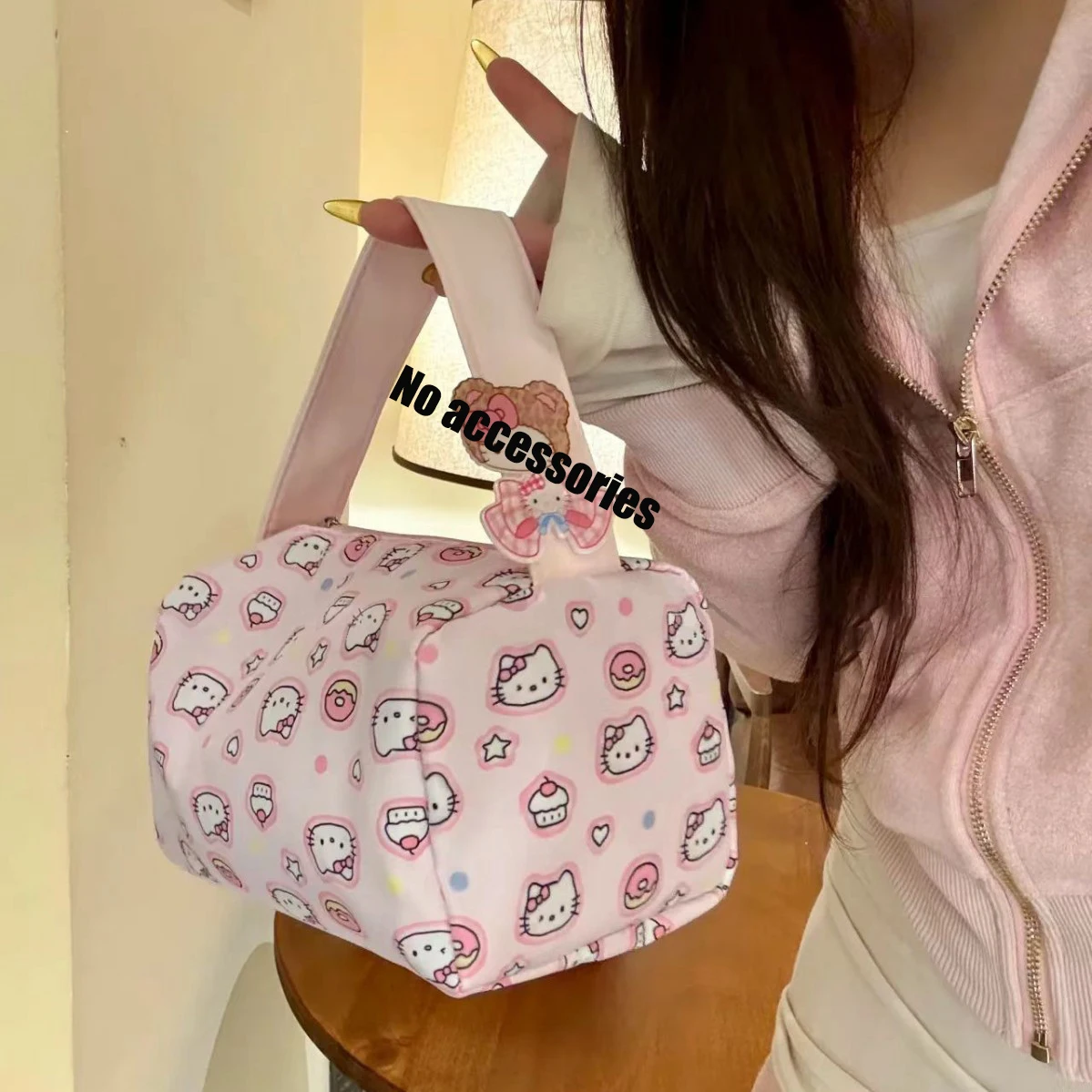 Sanrio Hello Kitty Cartoon Makeup Bag Kt Cat Portable Travel Toiletry Bag Outing Tee-Dimensional Handbag Girl Birthday Gifts view 3