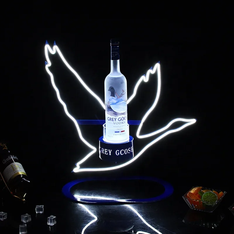 Popular Backlit Sign Lighted LED BOTTLE Glorifier Display Rechargeable GREY GOOSE Vodka WHITE LED BOTTLE PRESENTER