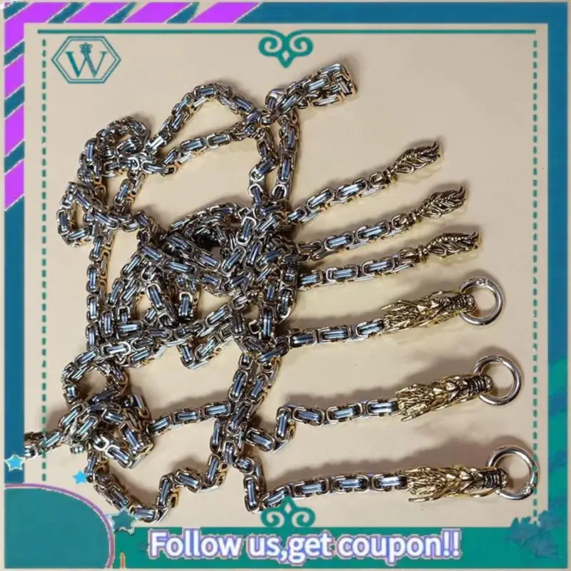 A09P في الهواء الطلق التنين العمود الفقري الدفاع عن النفس سوط سلسلة الفولاذ المقاوم للصدأ التيتانيوم الصلب عارضة سوار معدني قلادة الخصر سلسلة